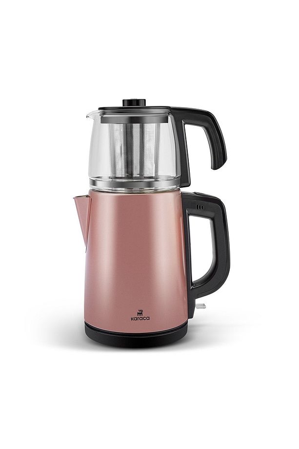 Tea Glass 2 In 1 Çelik Çay Makinesi Ve Kettle Rosegold - 7