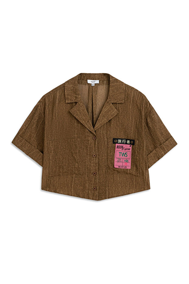 DOKULU PATCH'Lİ CROP GÖMLEK - 3