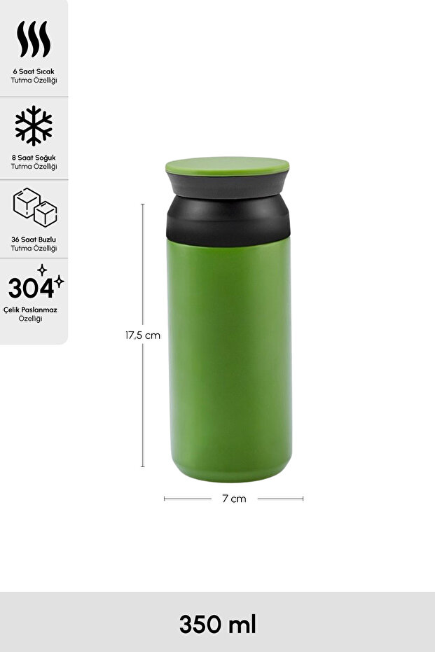 Rainbow Green Paslanmaz Çelik Termos 350 ml (8 SAATE KADAR SICAK/SOĞUK TUTMA) - 3