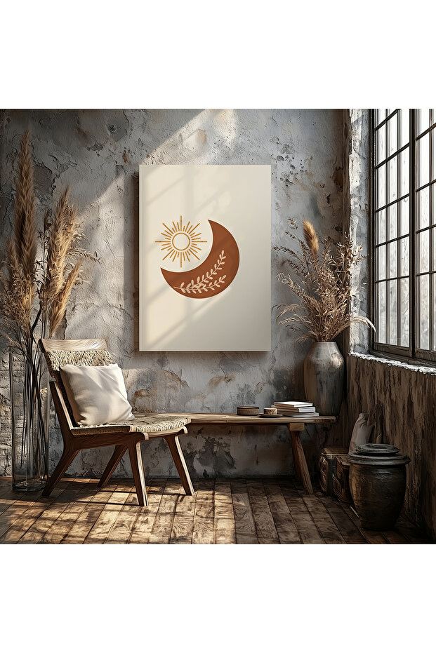 Decorative Bohemian Moon Sun Canvas Wall Painting