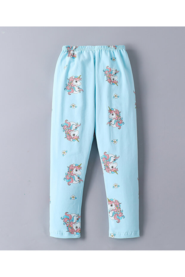 SAPS Unicorn Printed Pajama Set - Light Blue - 4