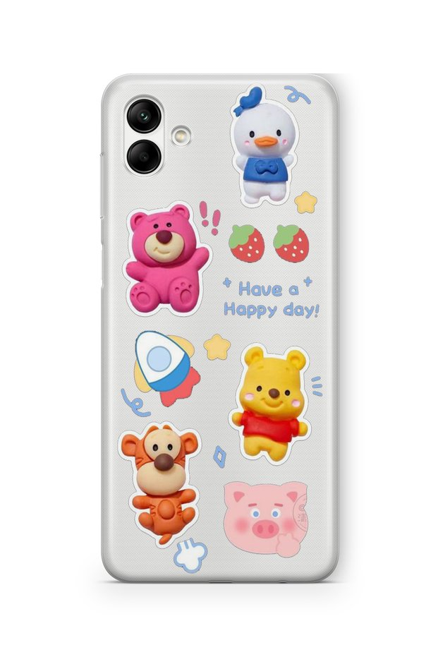 Samsung Galaxy A06 Compatible Happy Day Design Printed Transparent Case
