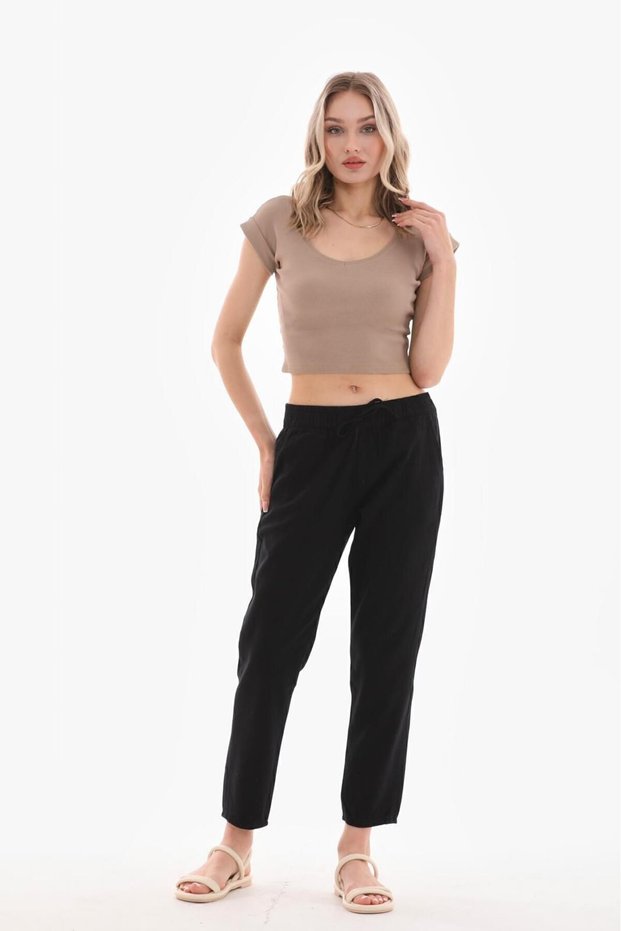 Women's Tie-Waist Canvas Pants (Slim Fit)