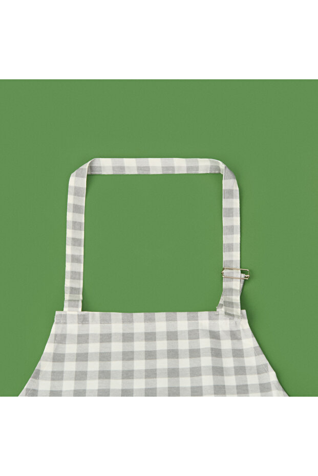 مريلة مطبخ قطنية ناعمة - رمادي / إكرو - 63x72 سم - 2