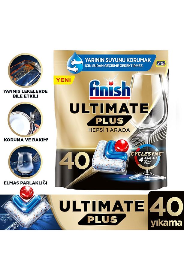 Ultimate Plus Hepsi Bir Arada Bulaşık Makinesi Deterjanı Kapsül Tablet 40 Adet - 1