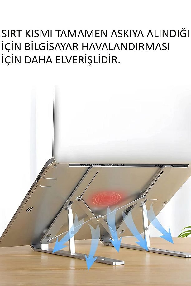 Laptop Yükseltici Metal Stand Ayarlanabilir Macbook Notebook Altlık Dizüstü Bilgisayar Tutucu Soğut - 4