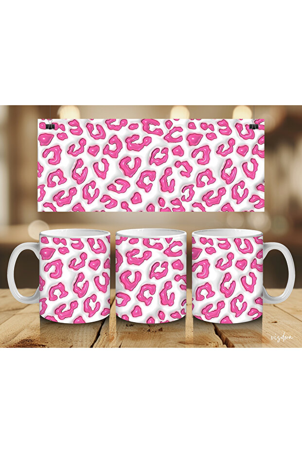 كوب وردي بطبعة الفهد - 1