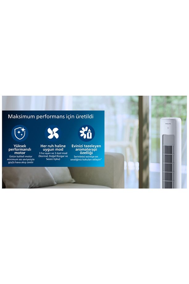 Kule Tipi Fan Uzaktan kumanda, Zamanlayıcı, 3 Hız, 3 Mod, 40W, Güçlü Vantilatör - 5
