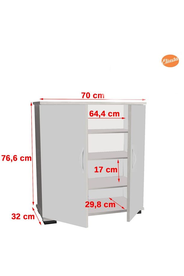 Ayakkabılık 2 Kapaklı Ayakkabı Dolabı Raflı - 3