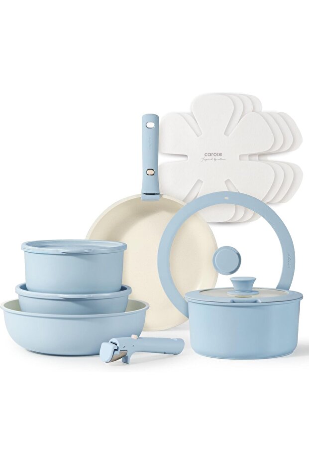 15 Piece Cookware Set, Removable Handle, Non Stick, Induction & Oven Safe