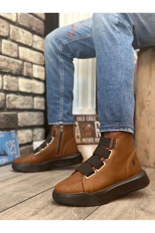 Tugerdi Banded High Black Sole Brown Men's Sports Style Boots Tge 230292
