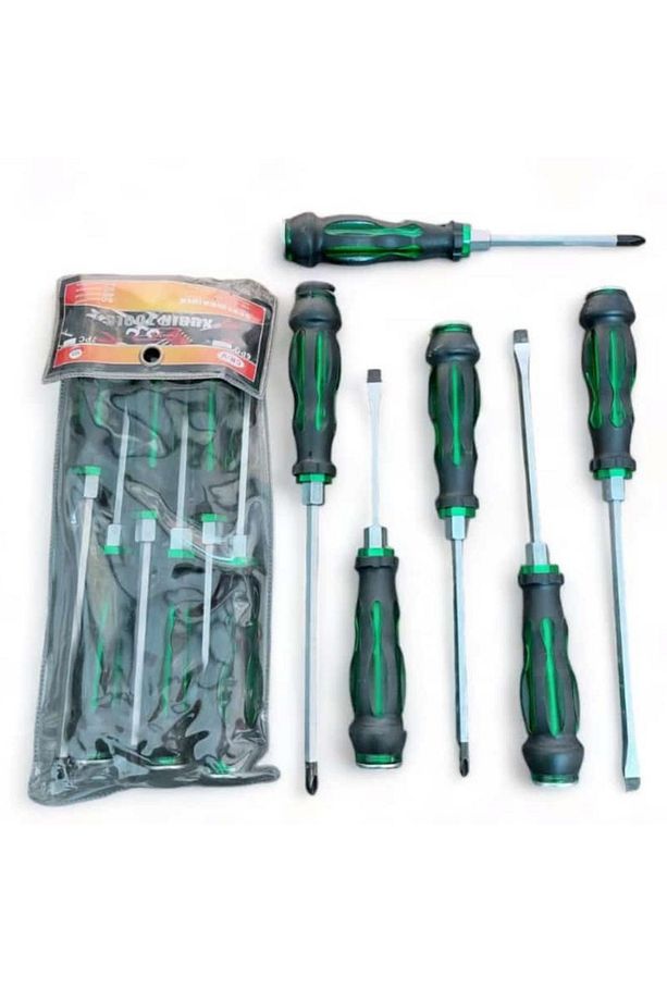 Tiger Toolz 6 lı Darbeli Tornavida Takımı Düz ve Yıldız Uçlu, Altıgen Takviyeli Profesyonel Set - 1
