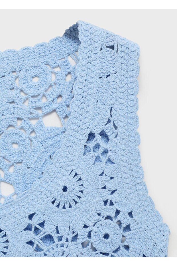 Kroşe çiçekli bluz - 5