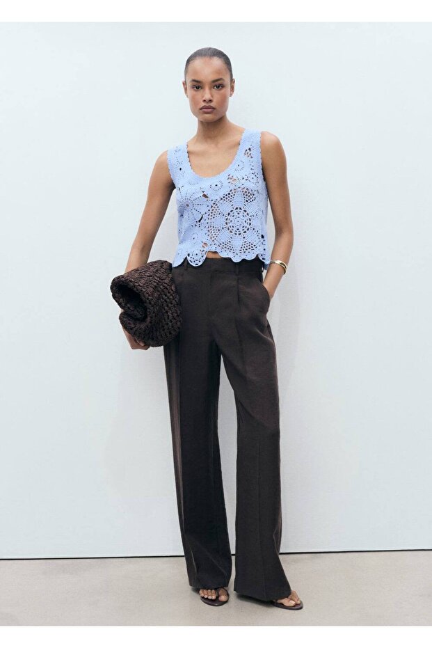 Kroşe çiçekli bluz - 2