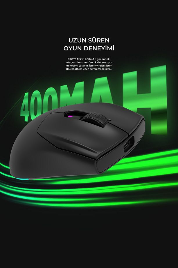 Prote M5 Bluetooth-kablosuz-kablolu Rgb Şarjlı 24000 Dpı 3311 Hafif Gaming Mouse Oyuncu Mouse Siyah - 5