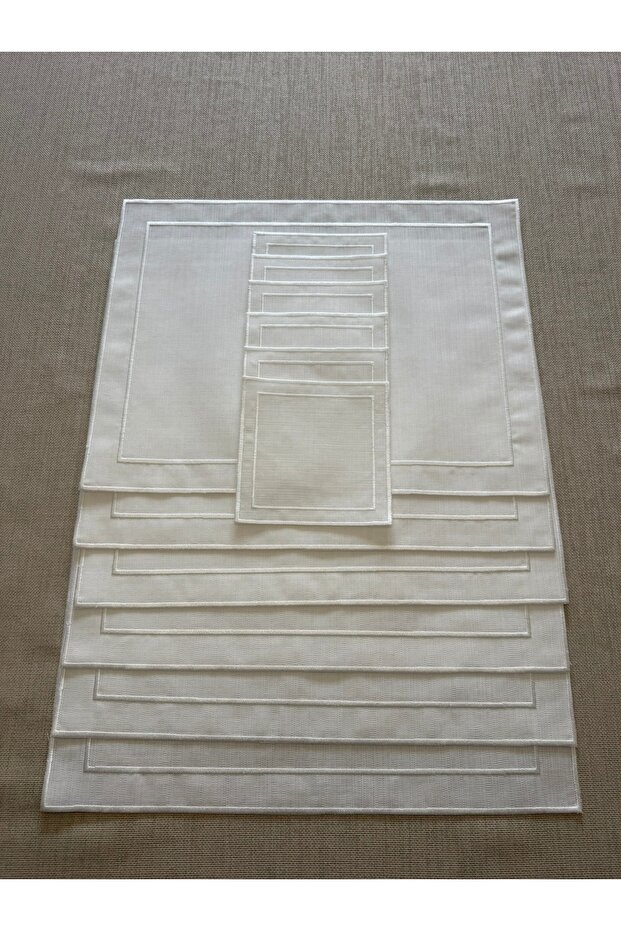 Set of 12 - Ecru Colors, 6 Double Square American and Presentation Napkins - 3