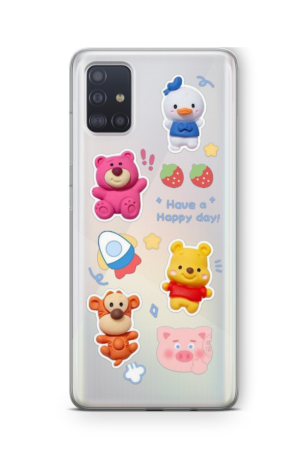 Samsung Galaxy A51 Compatible Happy Day Design Printed Transparent Case