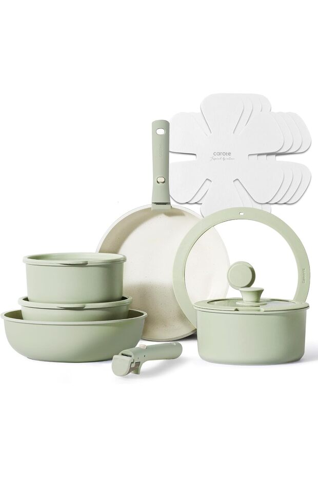 15 Piece Cookware Set, Removable Handle, Non Stick, Induction & Oven Safe