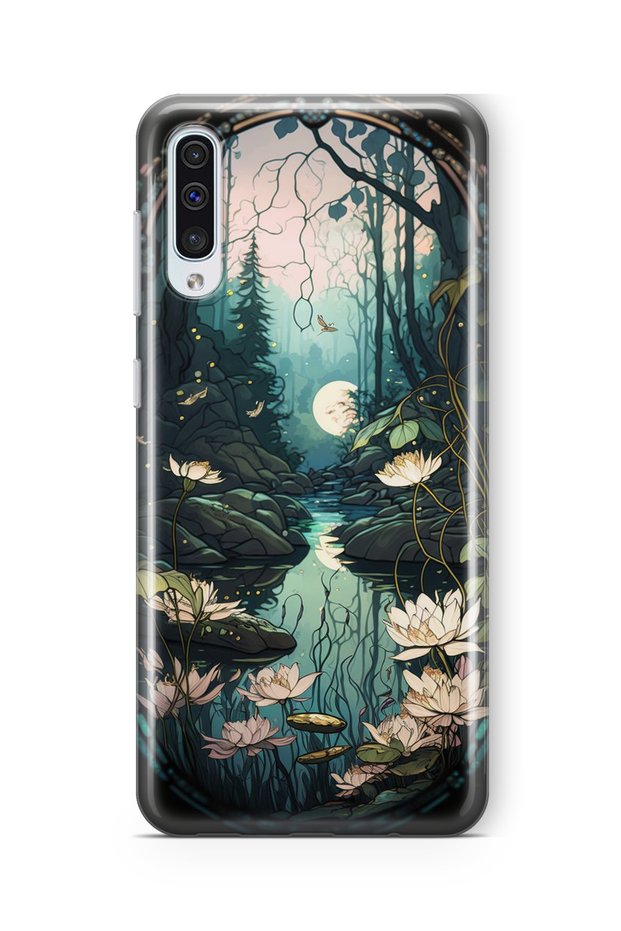 حافظة شفافة مطبوعة بتصميم زنبق متوافقة مع هاتف Samsung Galaxy A50 / A30S