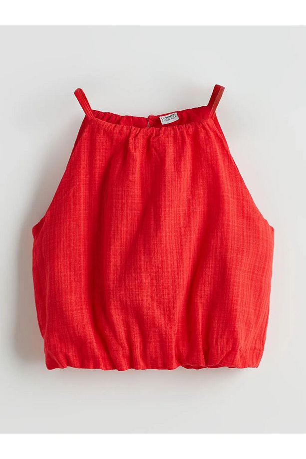 LCW Kids Kirmizi Halter Yaka Kız Çocuk Bluz ve Şort Etek - 2