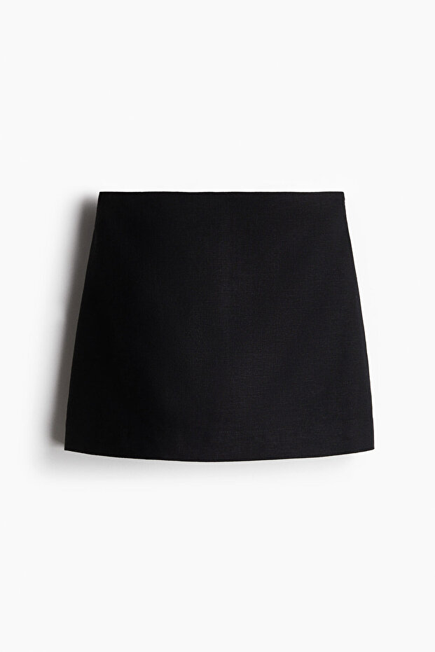 Keten Karışımlı Mini Şort Etek - 3