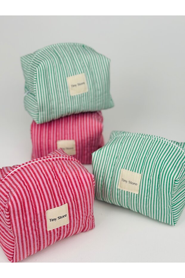 Pembe çizgili bakım çantası - 2