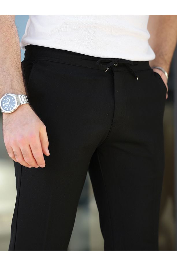 Rahat Şık Kolay Ütülenebilir Slim Fit Kumaş Jogger Pantolon - 1