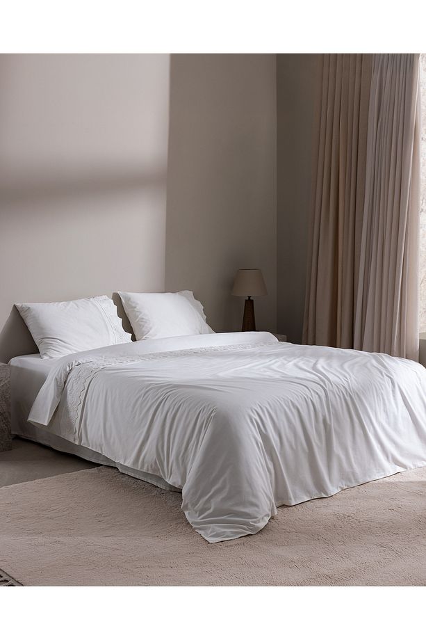 Modena King Size %100 Pamuk Brodeli Nevresim Takımı - Beyaz - 1