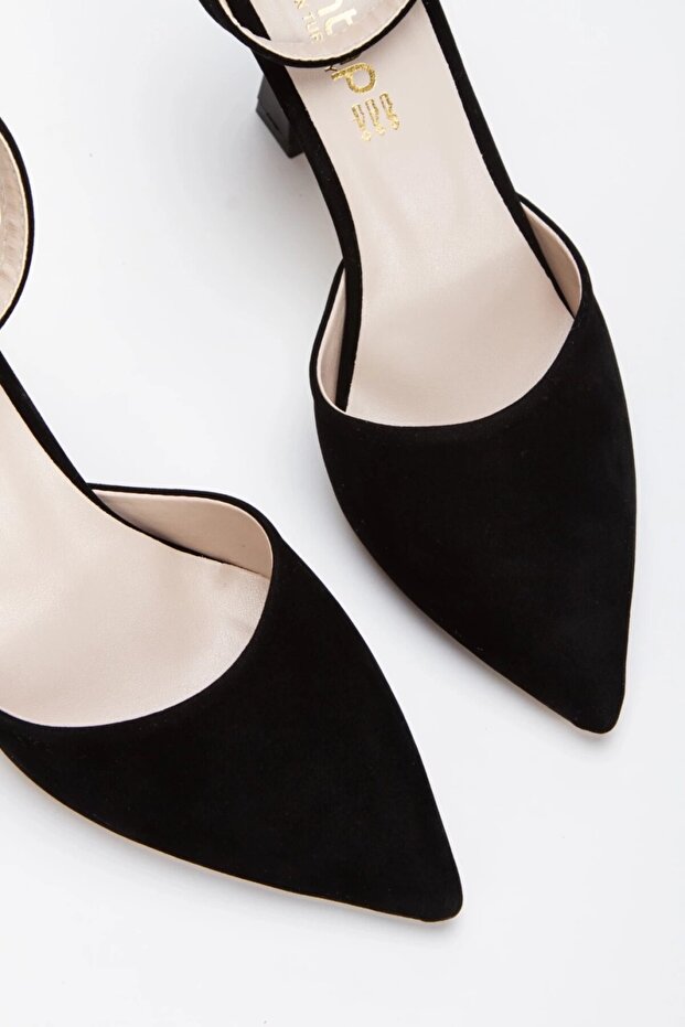 Lumine Siyah Süet İnce Topuklu Ayakkabı - 3