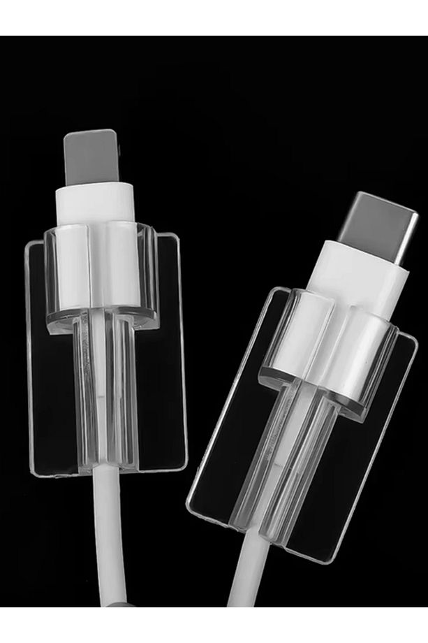 Apple-Android Type-C Kabloları İçin Şeffaf Kablo koruyucusu Samsung/Xiaomi 2 adet - 1