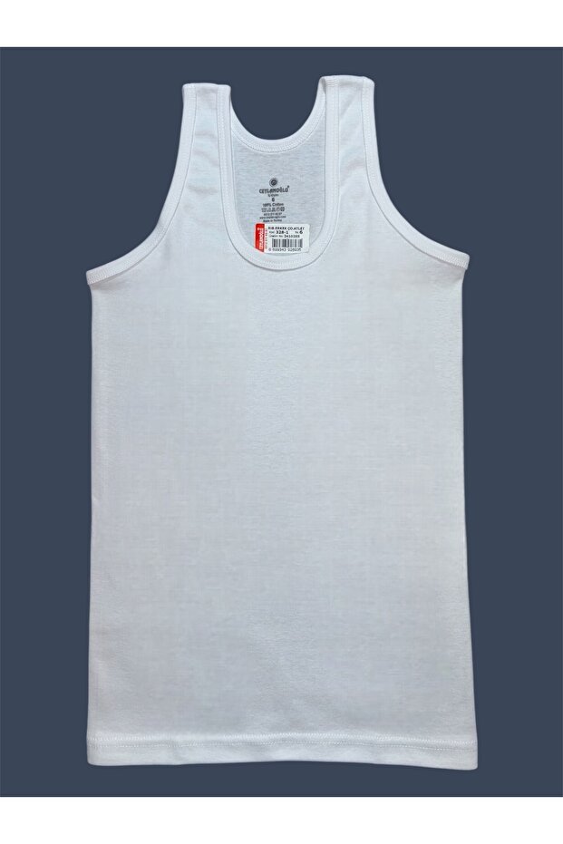 6 قطع قميص داخلي أبيض مضلع للأولاد - 2