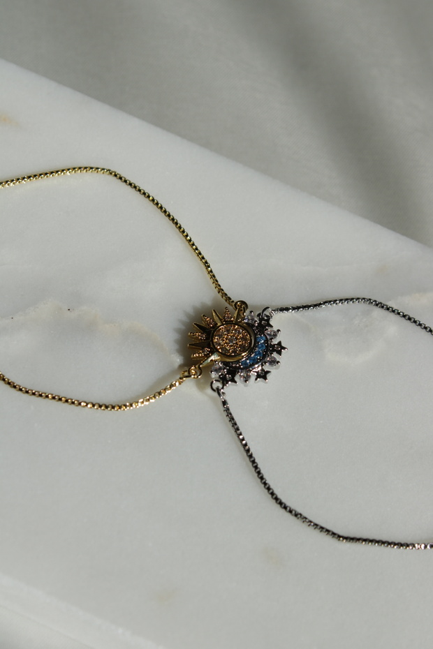 Steel Magnet Moon Sun Dating Bracelets