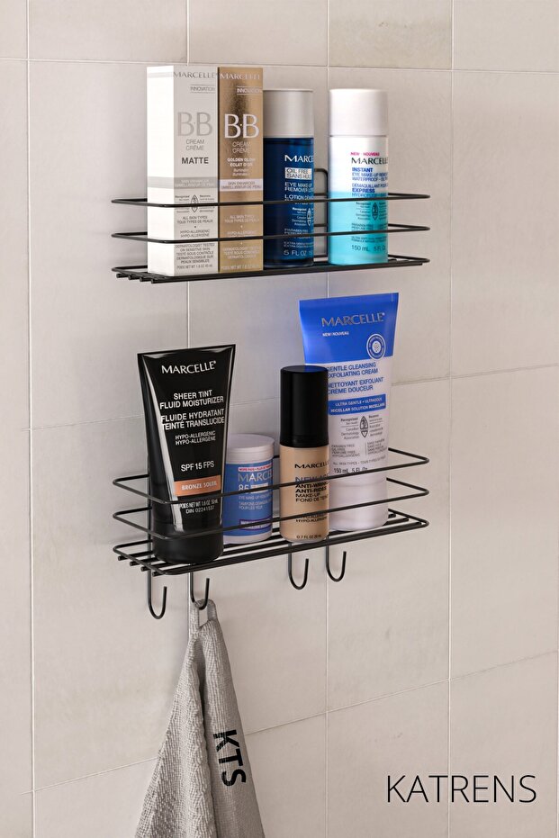 Banyor Adhesive Bathroom Shelf, 2-Pack Bathroom Organizer, Shower Shelf Organizer Shampoo Holder, Metal