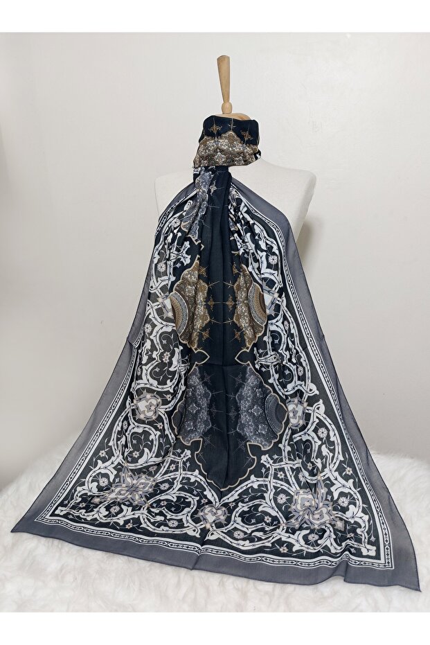 شال قطن ناعم منقوش - 2