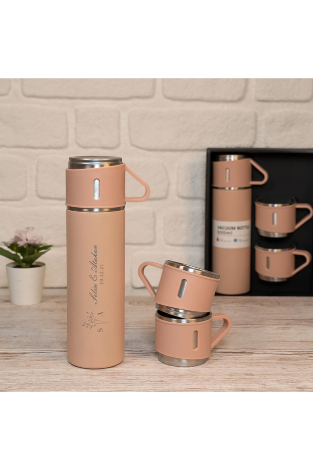 Mobgift Isim Baskılı Paslanmaz Çelik Termos 2 Bardaklı - 2