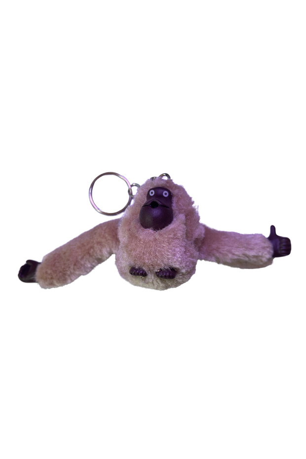 سلسلة مفاتيح على شكل قرد من القطيفة باللون الأصفر الذهبي - حلية على شكل حقيبة