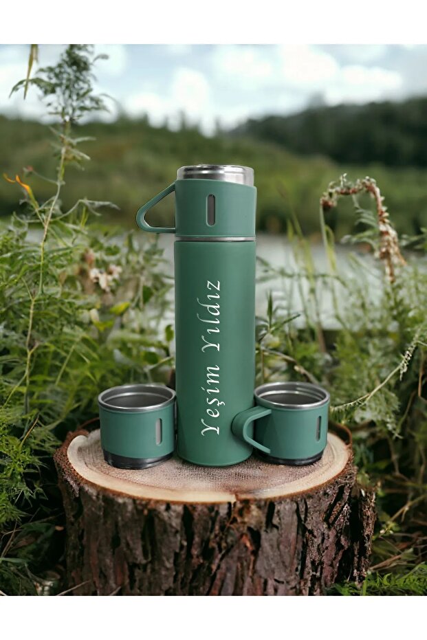 Mobgift Isim Baskılı Paslanmaz Çelik Termos 2 Bardaklı - 1