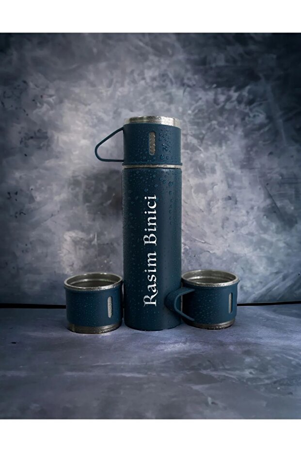 Mobgift Isim Baskılı Paslanmaz Çelik Termos 2 Bardaklı - 1