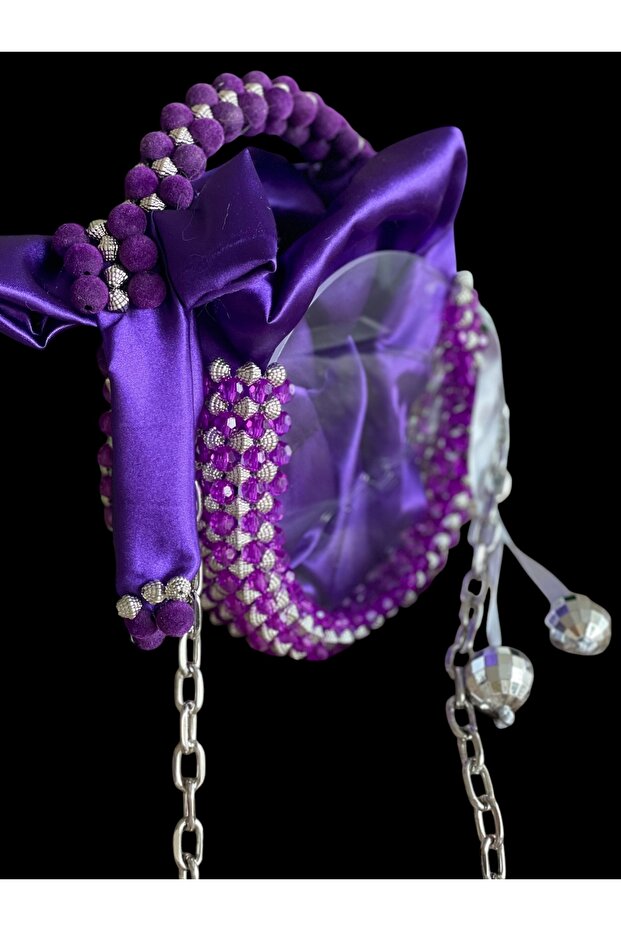 Şefaf mor boncuk çanta - 4