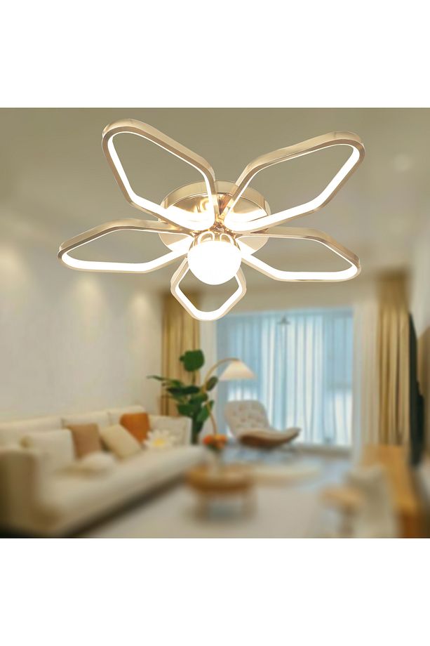TT337-FSR TT Aydınlatma 3 Renk Modüllü Toplu Fransız Sarı Kaplama Plafonyer Led Avize - 3