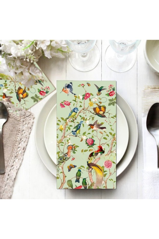 20pcs 20pcs/Pac 33*40cm 2-Ply Vintage Flower Bush Birds Wedding Long Tissue Paper Party Disposable P