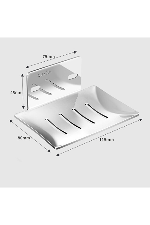 Shiny silver Stainless Steel Soap Holder Bathroom Soap Dish With Drain Water No Drilling Wall Mounte