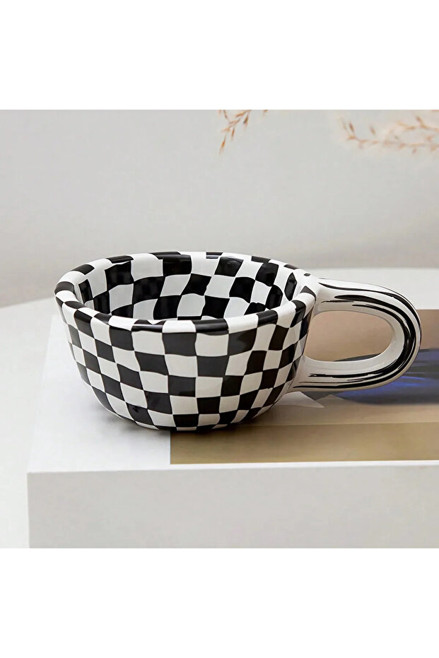 101-200ml As picture shows 1pc A unique checkerboard ceramic coffee cup - perfect for coffee, milk,