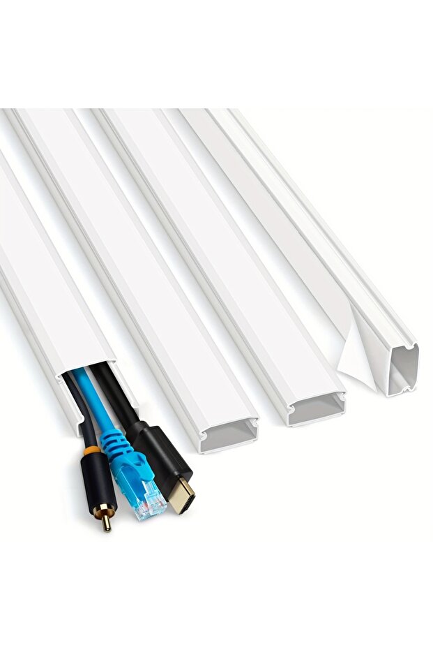 4pcs 62.8in Cable Cover Wall, White Wire Cover for Wall, Paintable Cord Cover Wall Kit, Cord Hide...