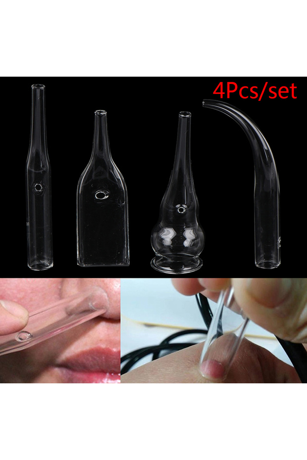 4Pcs/Set Blackhead Removal Glass Pipes Face Pore Cleanser Vacuum Extractor Tube