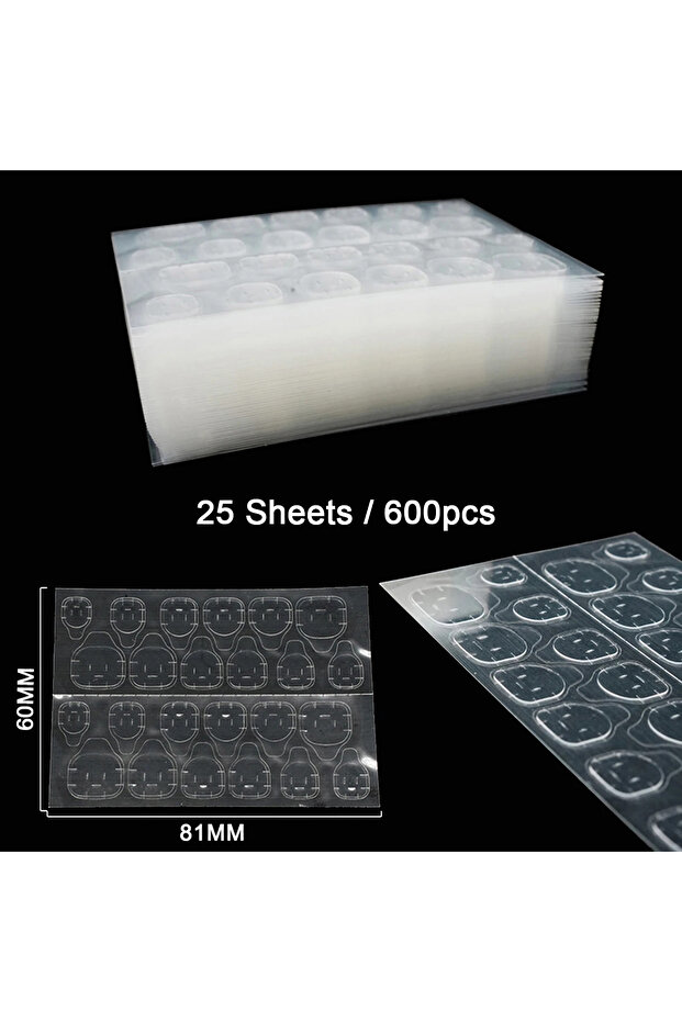 White-25sheets 25 Sheets/600 PcsDouble Side Nail Glue Sticker Adhesive Tabs for Fake Nails Supre St