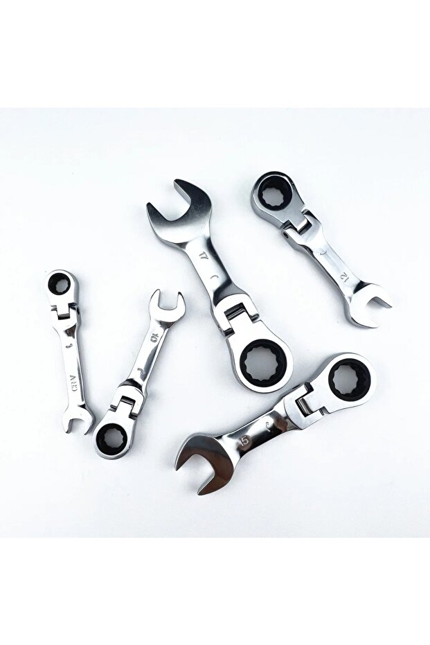 8mm Mini Short Handle Ratchet Wrench With Movable Head Quick Dual-purpose Open End Wrench Hardware T - 8