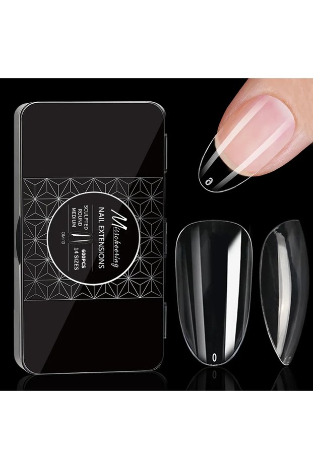 OM-10 14Sizes 250/500/600pcs Soft Gel False Tips Natural Sculpted Ballet Coffin Almond Fake Nails F