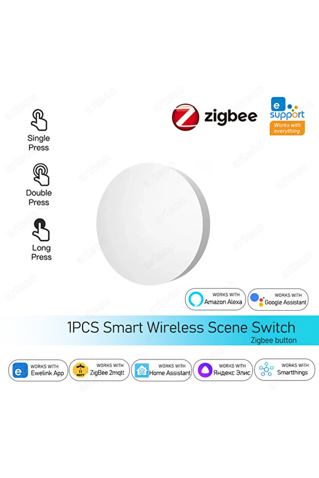 1 قطعة زر زيجبي زر زيجبي ذكي لاسلكي للتحكم عن بعد مفتاح المشهد يعمل بالبطارية تلقائيًا - 1