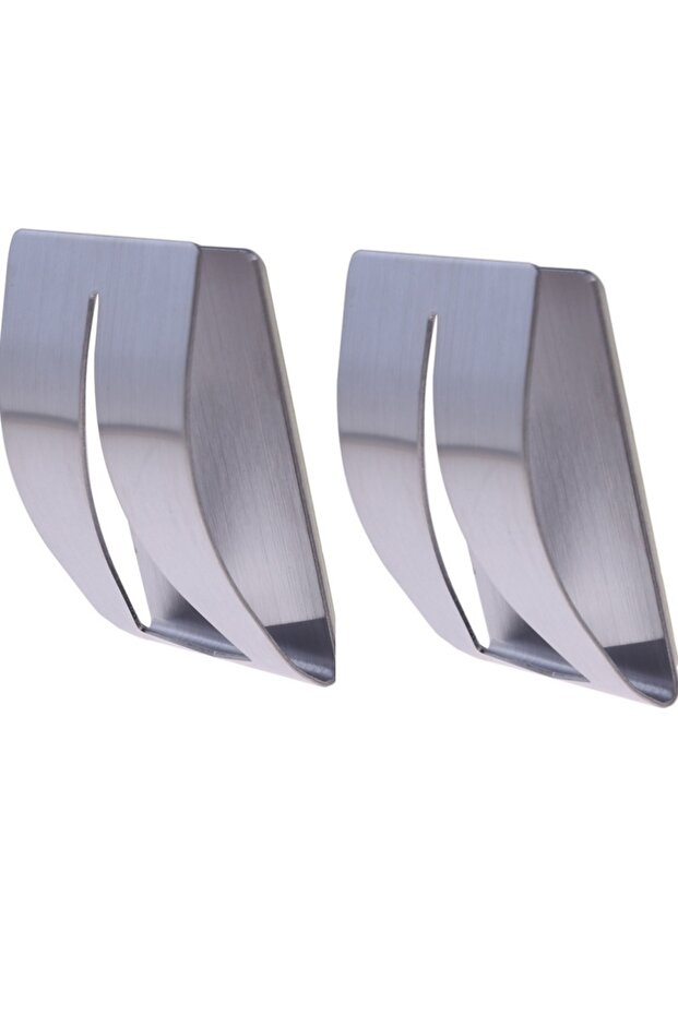 2pcs silver 1/2pcs Stainless Steel Towel Holder Hook Self Adhesive Clip Bathroom Cloth Hanger Househ